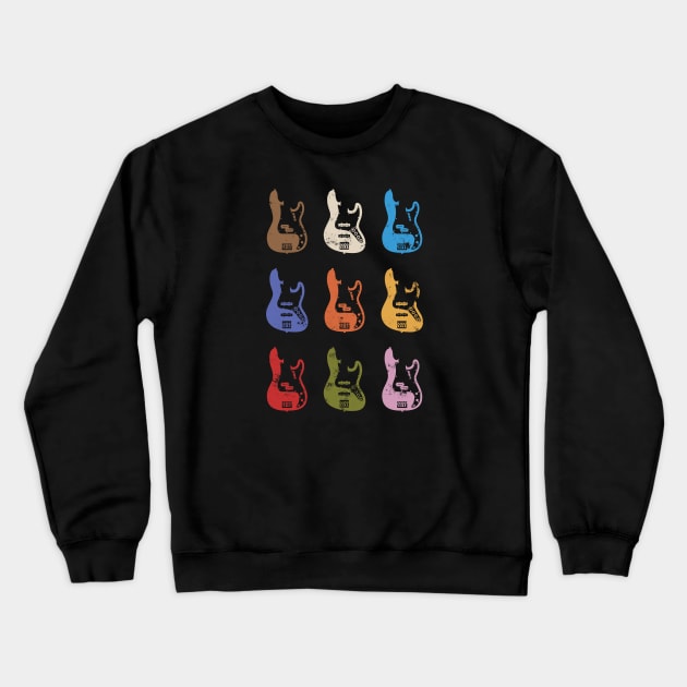 Bass Guitar Bodies Colorful Theme Crewneck Sweatshirt by nightsworthy